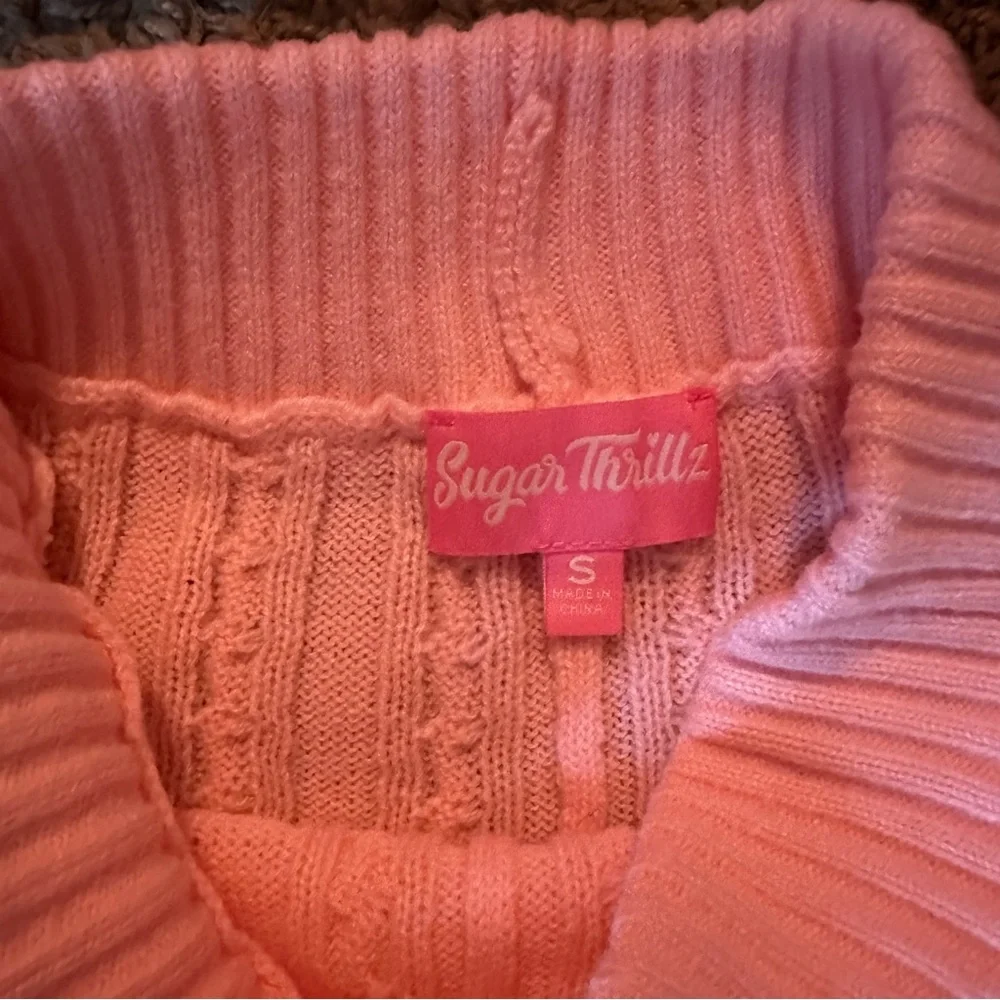 Sugar Thrillz Dolls Kill Pink Knit Jacket & Flare Pants SET S NWT - Picture 7 of 9